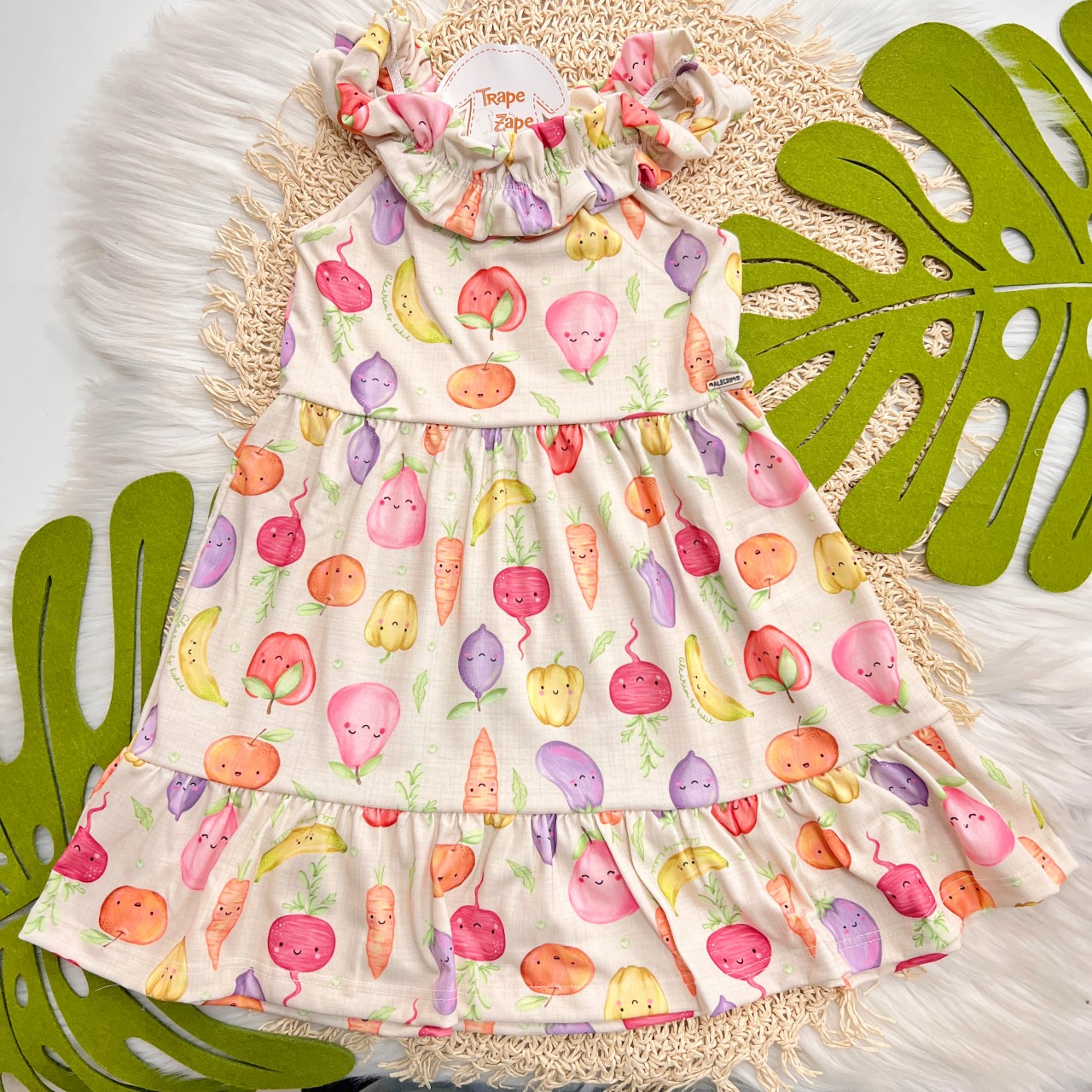  Vestido Midi Frutinhas e Verdurinhas - Areia
